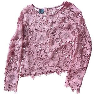 Women's lace floral top pink Romantic Cottagecore XL fairycore festival boho